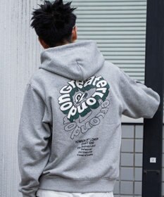WEGO 【ユニセックス着用ITEM/裏起毛/SMLサイズ展開】リラックスフィットバックロゴジップパーカー