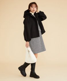 Feroux 【洗える】キーネックミディ ジャンスカ