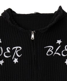 WEGO 刺繍ダメージニットWZIPパーカー