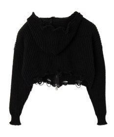 WEGO 刺繍ダメージニットWZIPパーカー