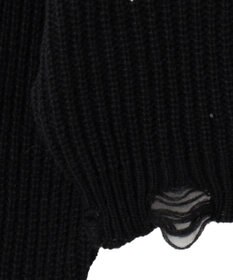 WEGO 刺繍ダメージニットWZIPパーカー