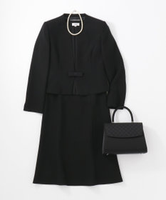 自由区 FORMAL 【ウォッシャブル対応】ドビーボーダーリボン ジャケット+ワンピース