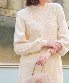 Tiaclasse L 【洗える】ダイヤ地柄ニットチュニック