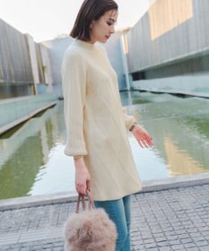 Tiaclasse L 【洗える】ダイヤ地柄ニットチュニック