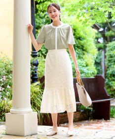 Tiaclasse 【新色追加・洗える】フロントタック配色ブラウス