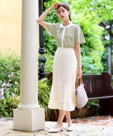 Tiaclasse 【新色追加・洗える】フロントタック配色ブラウス