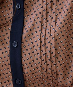 Tiaclasse 【新色追加・洗える】配色バンドカラー幾何学柄ワンピース