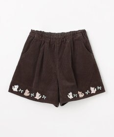 ANY KIDS ネコ刺繍 コーデュロイ ショートパンツ