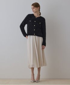 GRACE CONTINENTAL ノーカラーフェザーニットカーディガン