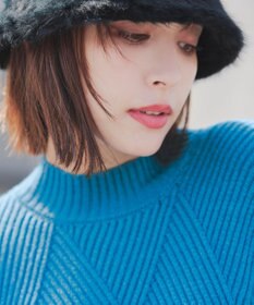 Tiaclasse L 【洗える】ダイヤ地柄ニットチュニック