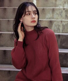 Tiaclasse L 【洗える】ダイヤ地柄ニットチュニック