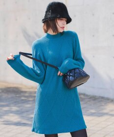 Tiaclasse L 【洗える】ダイヤ地柄ニットチュニック