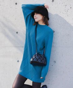 Tiaclasse L 【洗える】ダイヤ地柄ニットチュニック