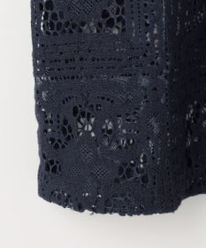 J.PRESS LADIES 【洗える】モザイクレース ハーフスリーブ ブラウス