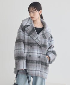 earth music&ecology チェックシャギーコート