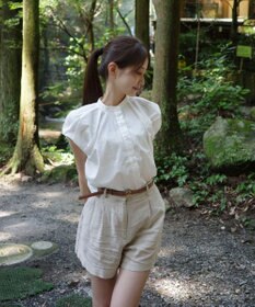 Green Parks タックデザインショート丈シャツ