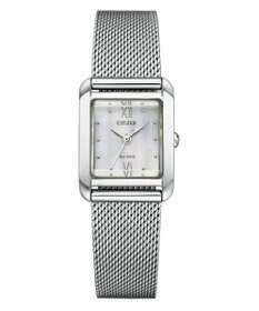 CITIZEN 【光発電エコ・ドライブ】ハンサムなスクエアケース 替えバンド付き シルバー ブルー