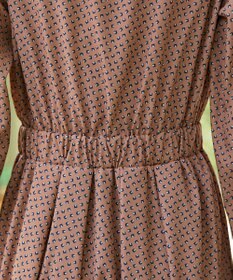 Tiaclasse 【新色追加・洗える】配色バンドカラー幾何学柄ワンピース