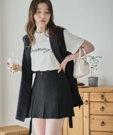 WEGO 【SETUP可】リネンライクプリーツミニスカパン