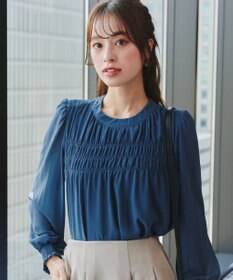 Tiaclasse 【洗える】シフォンシャーリングブラウス