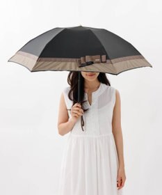 AURORA 【 Beaurance （ビューランス）】サマーシールド リボン/切り継ぎ加工晴雨兼用パラソル傘（折りたたみ傘）