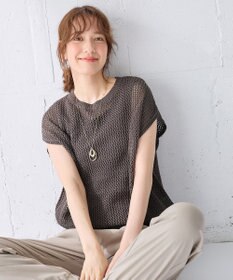 ANY フレンチスリーブメッシュニット