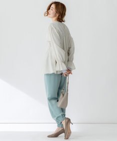 23区 【洗える】シアーコットンシルク シャーリング デザイン ブラウス