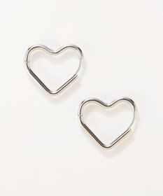 Phoebe 【金属アレルギー対応】グロウハートフープワンタッチピアス　シルバー/ステンレス