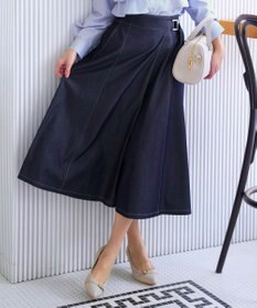 ANY SIS シャンブレーベルティッド スカート