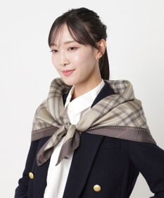 MOONBAT MACKINTOSH PHILOSOPHY(マッキントッシュ フィロソフィー）シルクスカーフ チェック 88×88㎝ 日本製