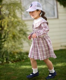 ANY KIDS チェックドッキングワンピース