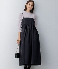 組曲 S 【洗える】タフタギャザーキャミソールワンピース