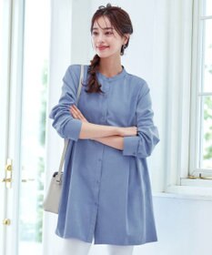 Tiaclasse 【洗える】ピーチスキンシャツチュニックブラウス