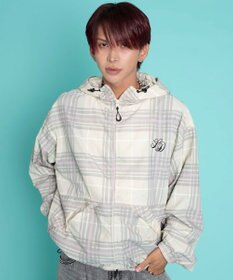 WEGO 【ユニセックス着用ITEM/MLサイズ展開】チェックロゴフードブルゾン
