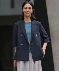 J.PRESS LADIES BREEZ COOL トロ ハーフスリーブ ダブル ジャケット ネイビー系
