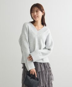 Green Parks ラメＶネックコンパクトニットプルオーバー