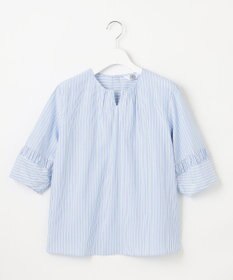 J.PRESS LADIES 【WEB限定・洗える】ストライプ キーネック ブラウス