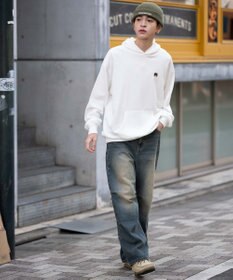 WEGO 【ユニセックス着用ITEM/SMLサイズ展開/裏起毛】ワンポイント刺繍プルパーカー