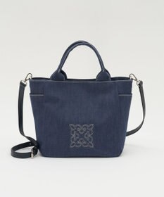russet 【刺繍モノグラム】デニム2WAYトートバッグ(CE-1772)