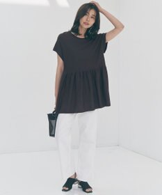 UNFILO L スゴ機能美ニット フレンチスリーブ ペプラム