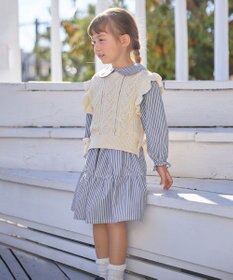 ANY KIDS ハート ケーブル ニット ベスト