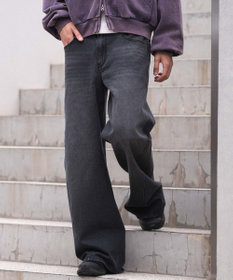 WEGO 【ウエスト調整可/SMLサイズ展開】ローライズカバーフィットフレアデニムパンツ