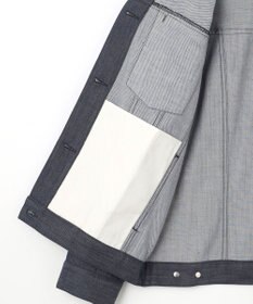 J.PRESS LADIES 【洗える】セルロースシャンブレー ノーカラー デニム ジャケット