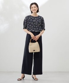 J.PRESS LADIES L 【洗える】ラインフラワープリント ブラウス