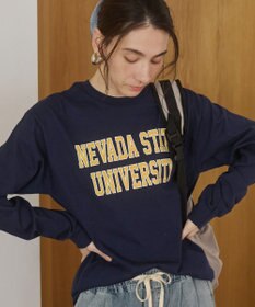 WEGO 【ANGIE VINTAGE】GILDAN カレッジロゴ オーバーサイズ プリント ロンT