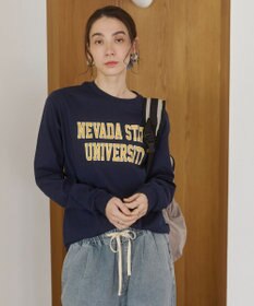 WEGO 【ANGIE VINTAGE】GILDAN カレッジロゴ オーバーサイズ プリント ロンT