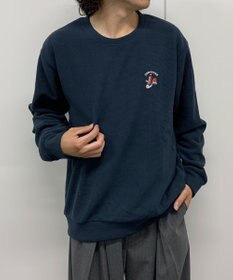 WEGO 【ユニセックス着用ITEM】ワッフルフリースOP刺繍クルートレーナー