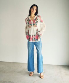 GRACE CONTINENTAL フラワー刺繍ギャザートップ