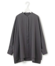 ICB 【洗える】ヴィンテージスパンブロード  バンドカラー長袖ブラウス