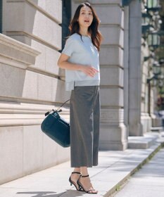 J.PRESS LADIES S 【洗える】ソフトシャンブレー クロップド パンツ